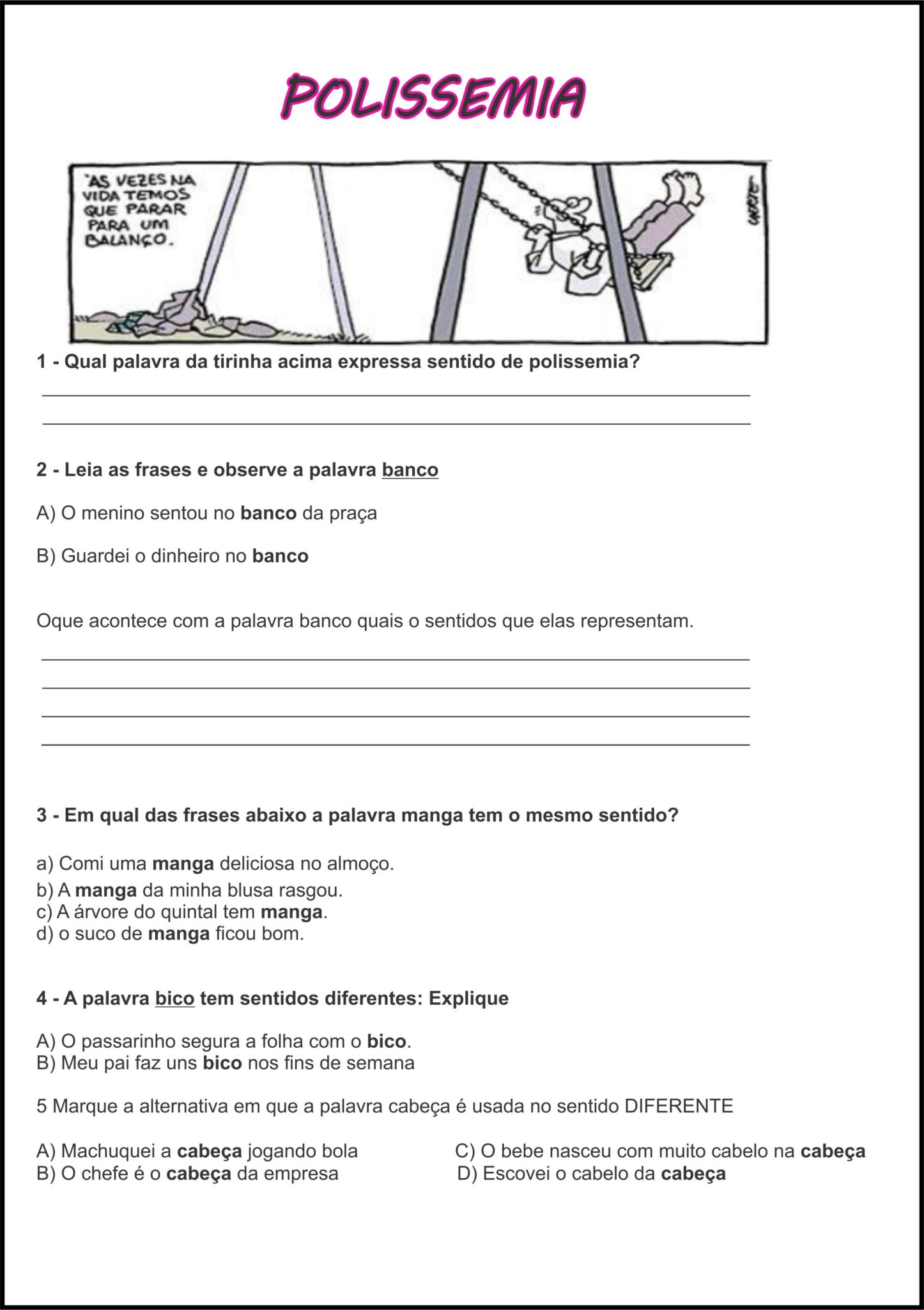 Atividades de Polissemia - facilitaprof.com
