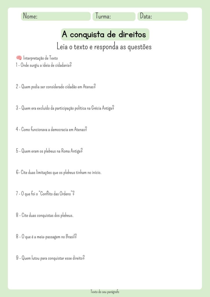 Atividade historia: Conquista de direitos 2