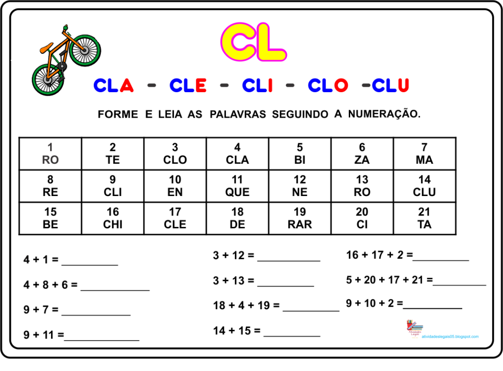 Atividade das silabas complexas 2º ano cl