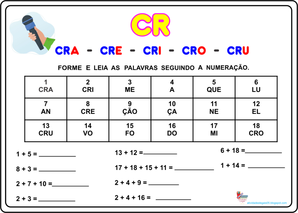 Atividade das silabas complexas 2º ano cr