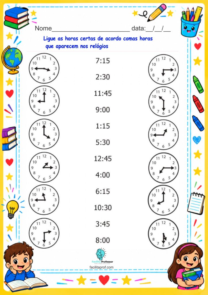 Atividade aprendendo as horas sem título 3