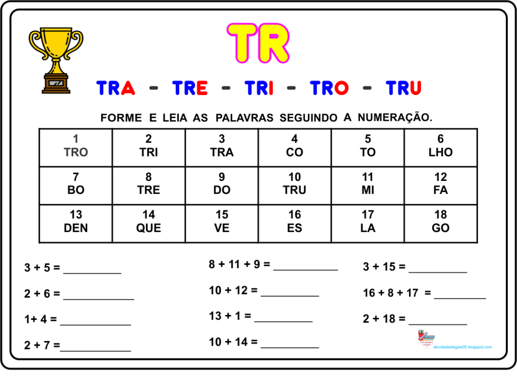 Atividade das silabas complexas 2º ano tr
